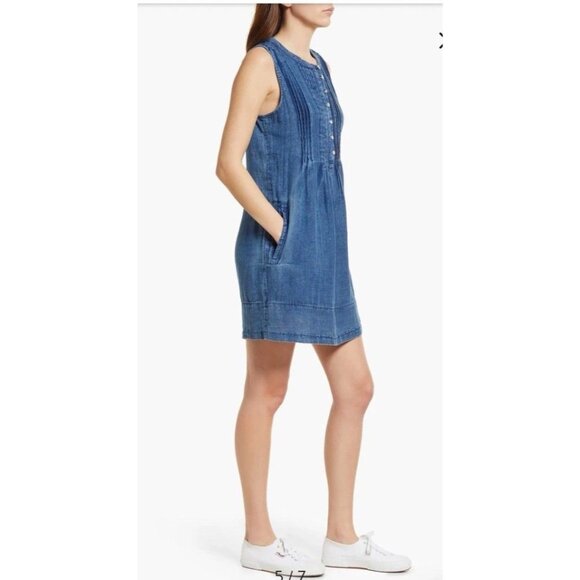 Faherty Isha Sleeveless Organic Cotton Dress Navy Size Ex Small Sleeveless NWT - Picture 5 of 16